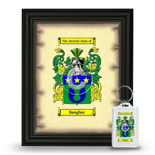 Baugher Framed Coat of Arms and Keychain - Black