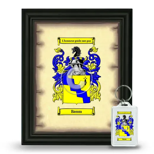 Baum Framed Coat of Arms and Keychain - Black