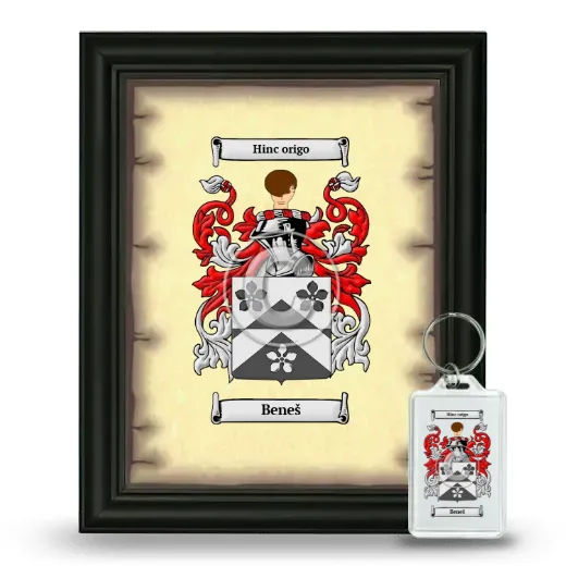 Beneš Framed Coat of Arms and Keychain - Black