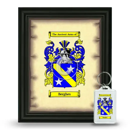Berghes Framed Coat of Arms and Keychain - Black