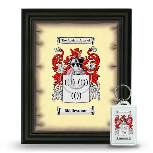 Biddlestome Framed Coat of Arms and Keychain - Black