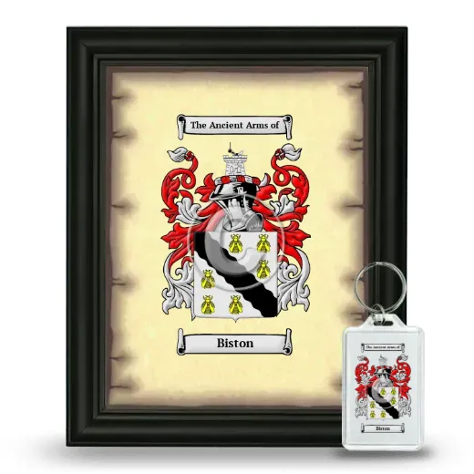 Biston Framed Coat of Arms and Keychain - Black