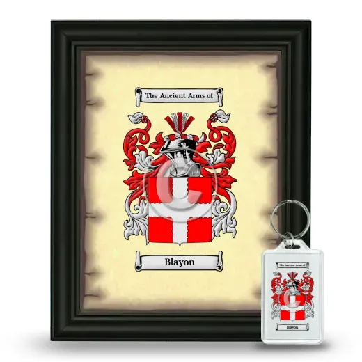Blayon Framed Coat of Arms and Keychain - Black