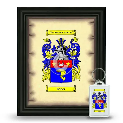 Boner Framed Coat of Arms and Keychain - Black