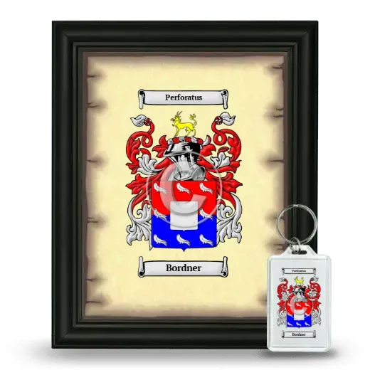 Bordner Framed Coat of Arms and Keychain - Black
