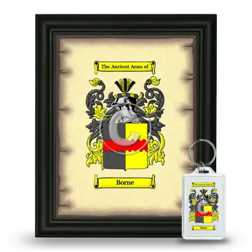 Borne Framed Coat of Arms and Keychain - Black