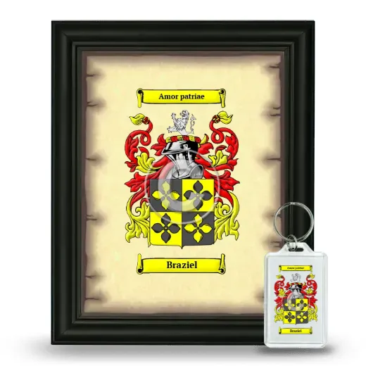 Braziel Framed Coat of Arms and Keychain - Black