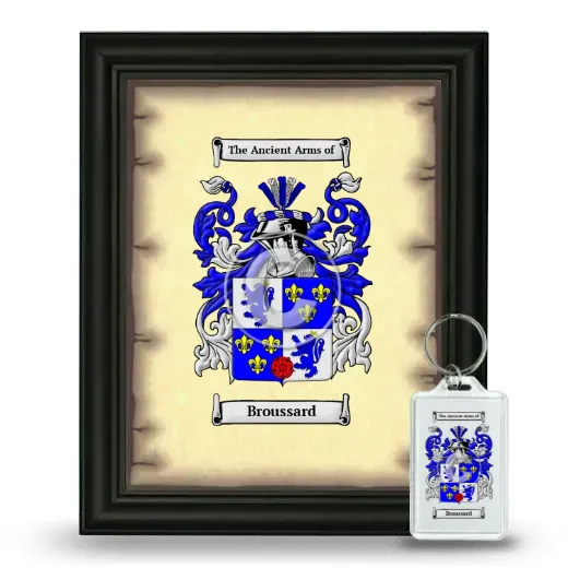 Broussard Framed Coat of Arms and Keychain - Black