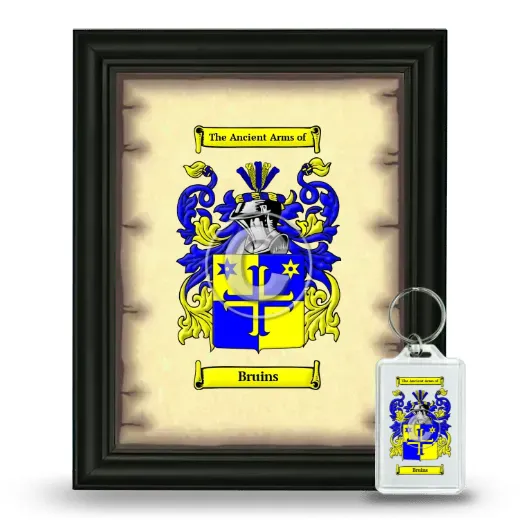 Bruins Framed Coat of Arms and Keychain - Black