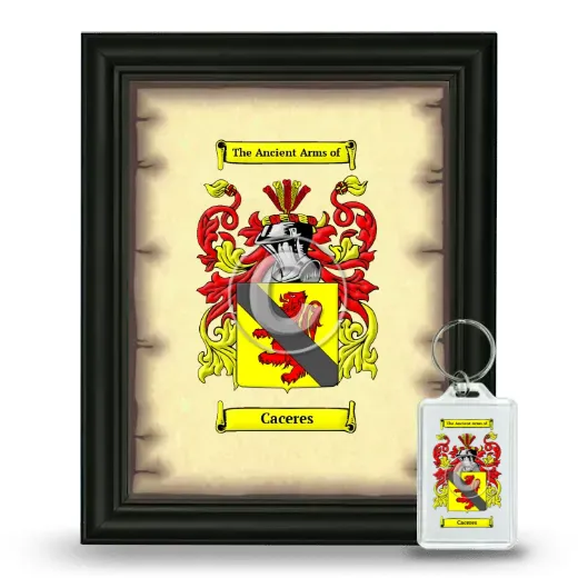 Caceres Framed Coat of Arms and Keychain - Black