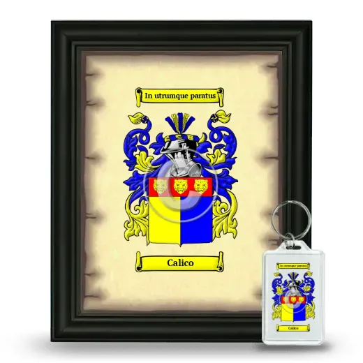 Calico Framed Coat of Arms and Keychain - Black