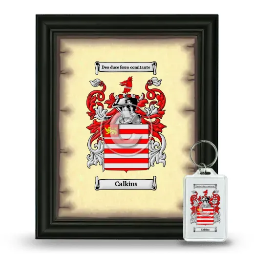 Calkins Framed Coat of Arms and Keychain - Black
