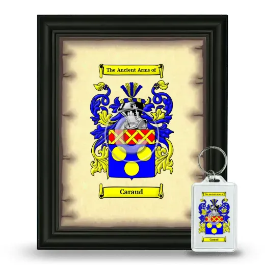 Caraud Framed Coat of Arms and Keychain - Black