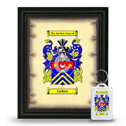 Carbon Framed Coat of Arms and Keychain - Black