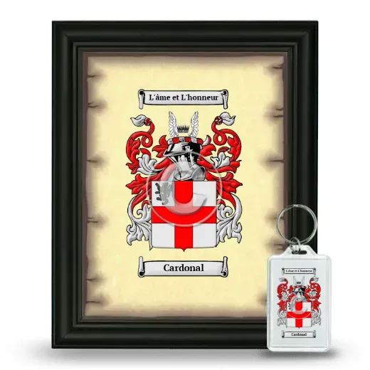 Cardonal Framed Coat of Arms and Keychain - Black