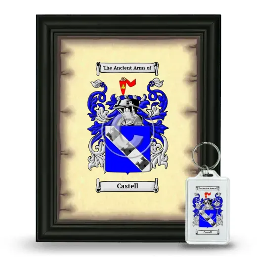 Castell Framed Coat of Arms and Keychain - Black