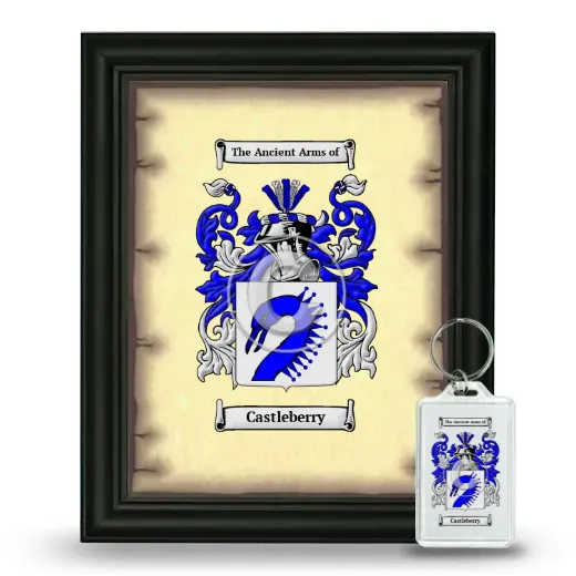 Castleberry Framed Coat of Arms and Keychain - Black