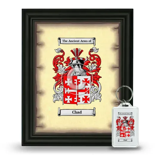 Chad Framed Coat of Arms and Keychain - Black