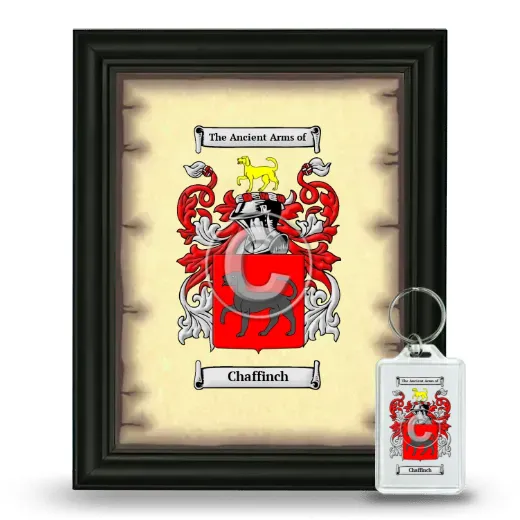 Chaffinch Framed Coat of Arms and Keychain - Black