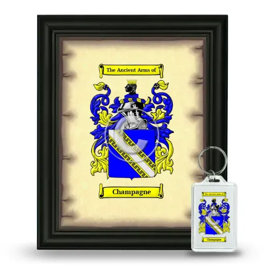 Champagne Framed Coat of Arms and Keychain - Black