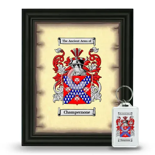Champernone Framed Coat of Arms and Keychain - Black