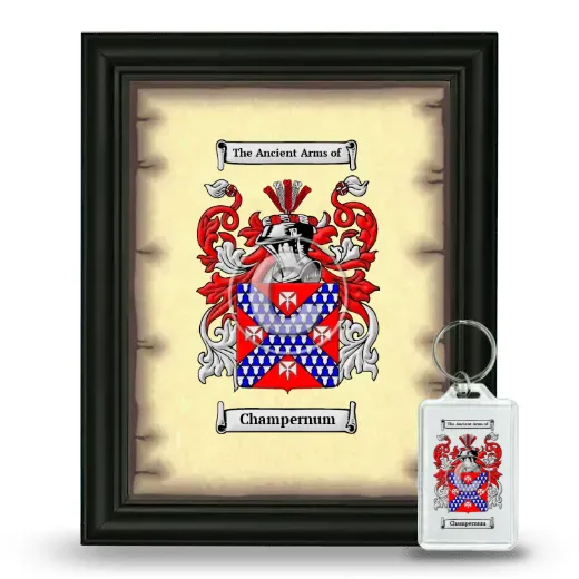 Champernum Framed Coat of Arms and Keychain - Black