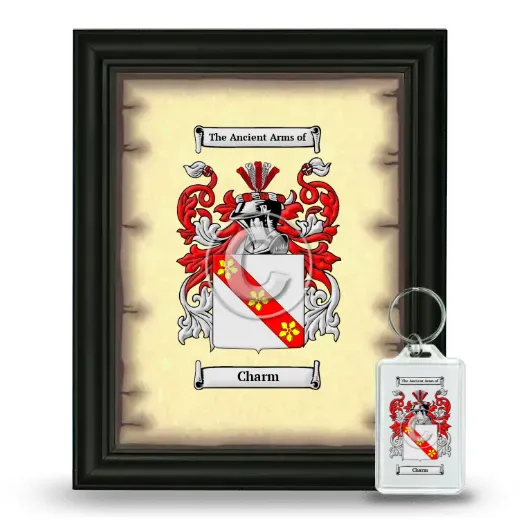 Charm Framed Coat of Arms and Keychain - Black