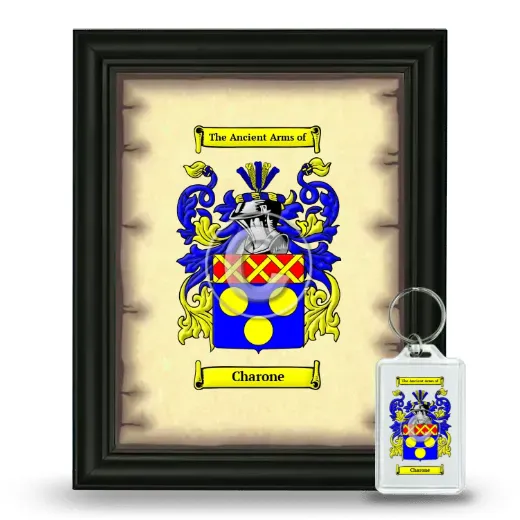 Charone Framed Coat of Arms and Keychain - Black