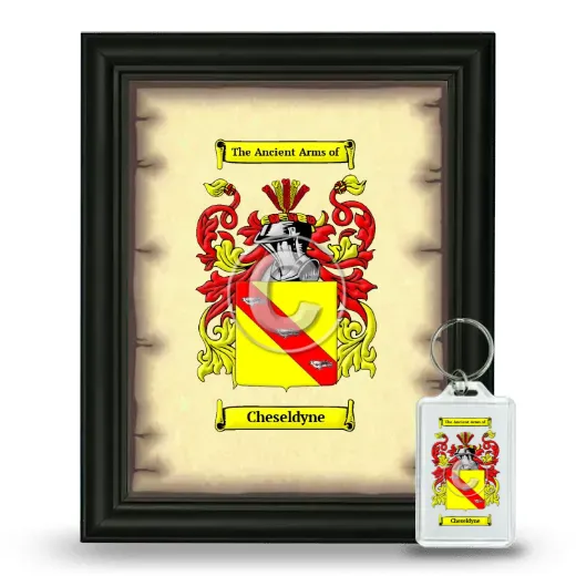 Cheseldyne Framed Coat of Arms and Keychain - Black