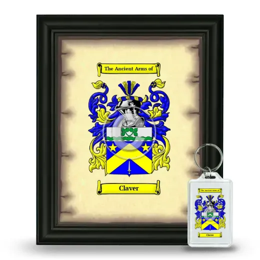 Claver Framed Coat of Arms and Keychain - Black