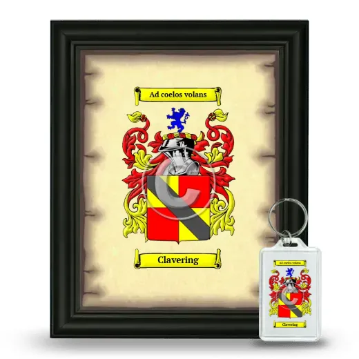 Clavering Framed Coat of Arms and Keychain - Black