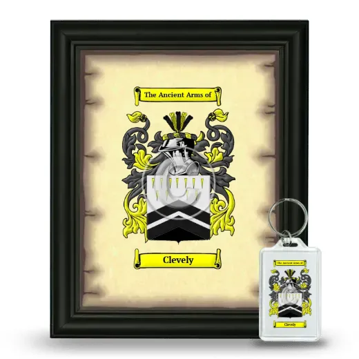 Clevely Framed Coat of Arms and Keychain - Black