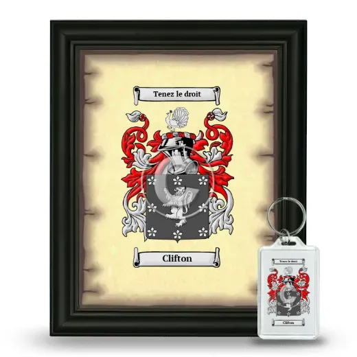 Clifton Framed Coat of Arms and Keychain - Black