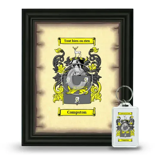 Compston Framed Coat of Arms and Keychain - Black