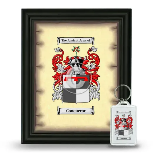Conqueror Framed Coat of Arms and Keychain - Black
