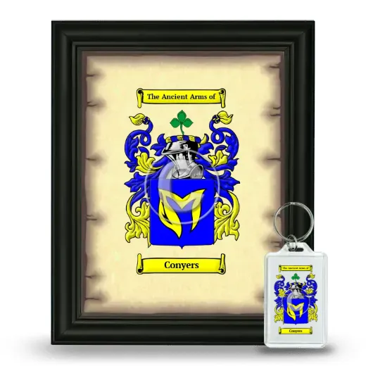 Conyers Framed Coat of Arms and Keychain - Black