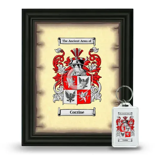 Corzine Framed Coat of Arms and Keychain - Black
