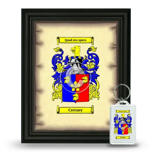 Cretney Framed Coat of Arms and Keychain - Black