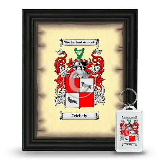 Crichely Framed Coat of Arms and Keychain - Black