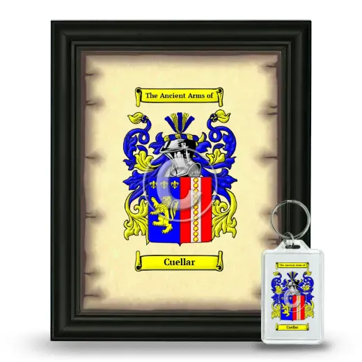 Cuellar Framed Coat of Arms and Keychain - Black