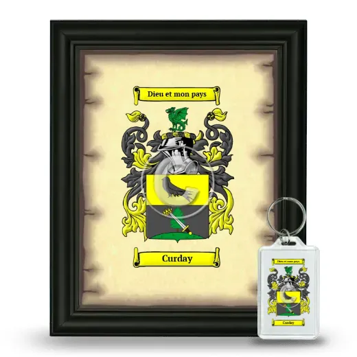 Curday Framed Coat of Arms and Keychain - Black