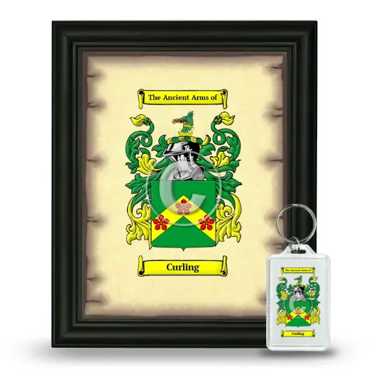 Curling Framed Coat of Arms and Keychain - Black
