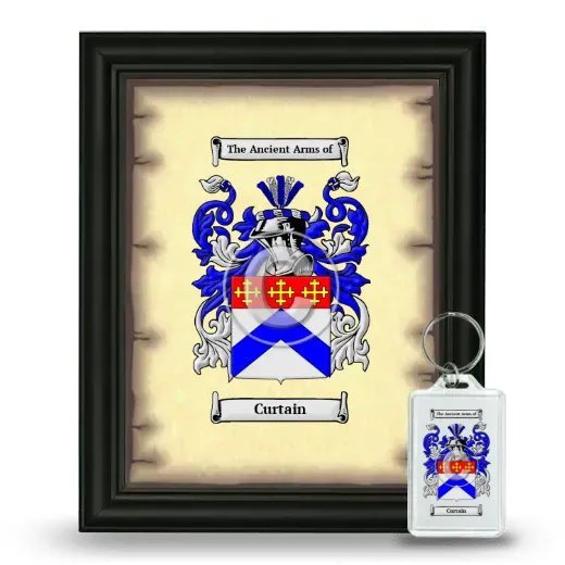 Curtain Framed Coat of Arms and Keychain - Black