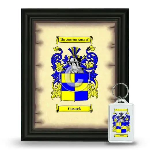 Cusack Framed Coat of Arms and Keychain - Black