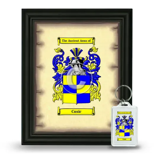 Cusic Framed Coat of Arms and Keychain - Black