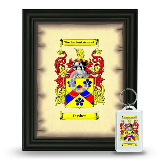 Cusker Framed Coat of Arms and Keychain - Black