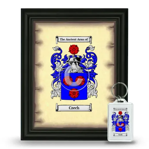 Czech Framed Coat of Arms and Keychain - Black