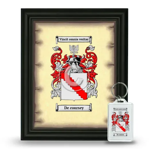 De coursey Framed Coat of Arms and Keychain - Black