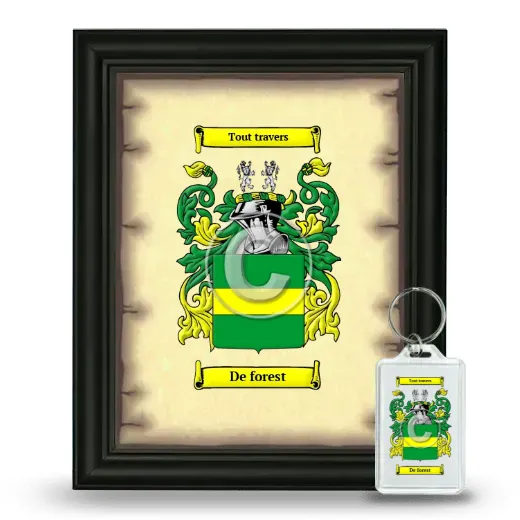 De forest Framed Coat of Arms and Keychain - Black
