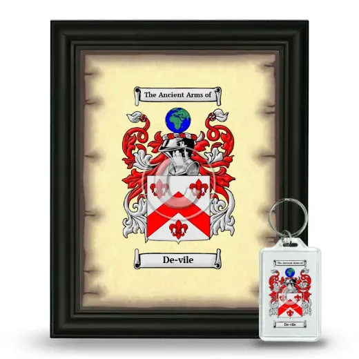 De-vile Framed Coat of Arms and Keychain - Black